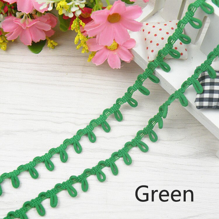 3Meters 14mm Nylon Stretch Back Collar Buttons Tabs Elastic Loop Trim Tiny Round Lace Ribbon For Wedding Dress Button Buckle: Green