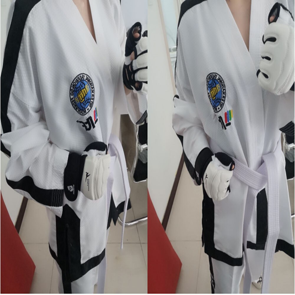 blanc ITF Taekwondo Kimono maître ultra-léger respirant instructeur uniforme Doboks avec broderie Taekwondo costume 1-6 Dan