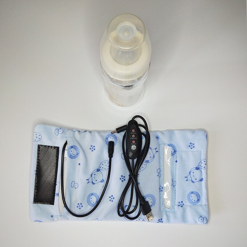 Portablet venta botella calentador viaje bebé niños dibujos animados leche Agua USB cubierta manga bolsa infantil película de calentamiento