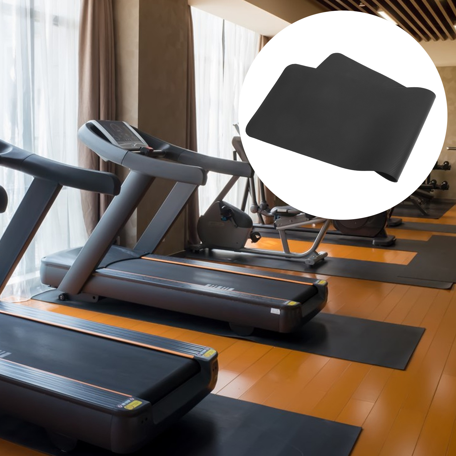 183 x 61 x 0.8cm zwarte nbr loopbandmat, sportmat, trainingsmat, rubberen vloermat, loopbandaccessoires, duurzaam, schokbestendig.