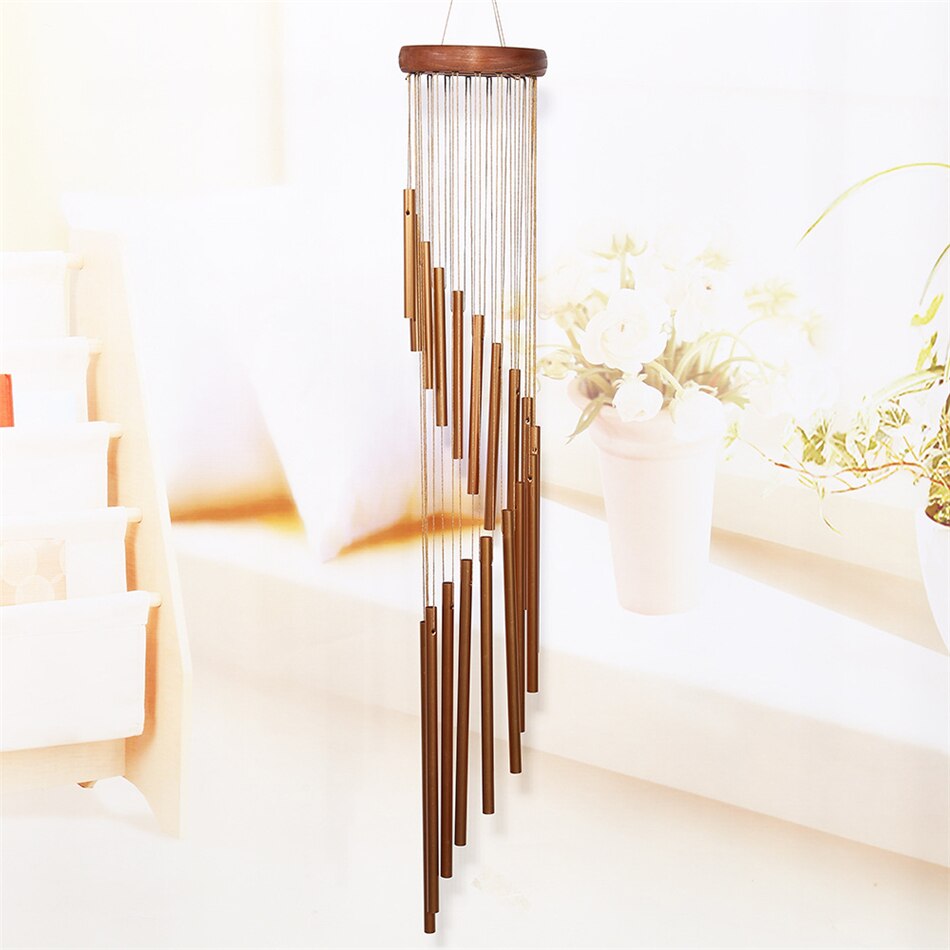 VOGVIGO 18 Tubes Wind Chime Bells Hanging Living Bed Lucky Pendant Solid Wood Home Decoration Crafts Garden Deocr
