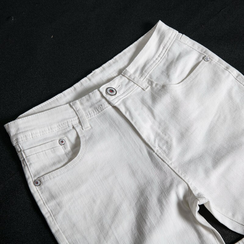 Hvide jeans mænd straight stretch regular fit business casual denimbukser mandlige lange bukser jeans mærke large størrelse 40