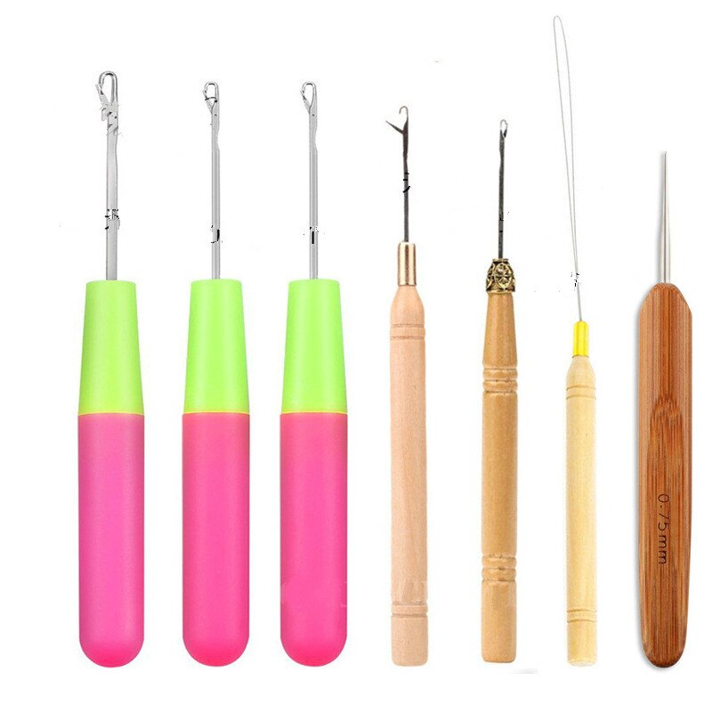1Pcs Plastic Crochet Braid Needle Wooden Hair Extension Tools Wig Hook Needle Threader Knitting Hair Crochet Needles Accessories