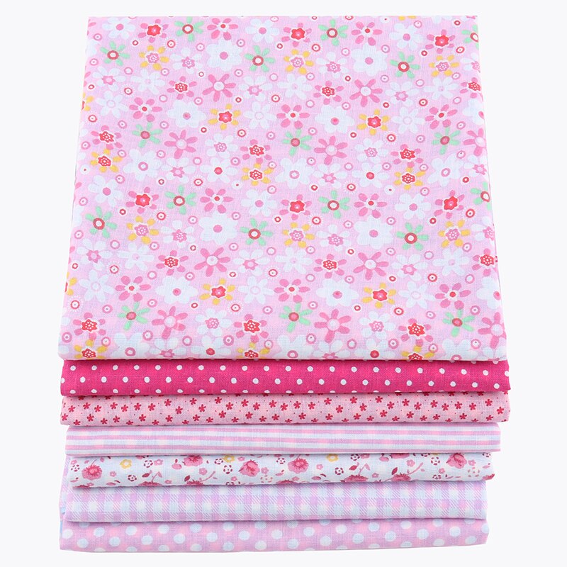 Nanchuang 7 stks/partij Roze Dunne Katoenen Stof Lage Dichtheid Patchwork Doek Voor DIY Handgemaakte Naaien Tissue Handwerken Patroon 50x50cm