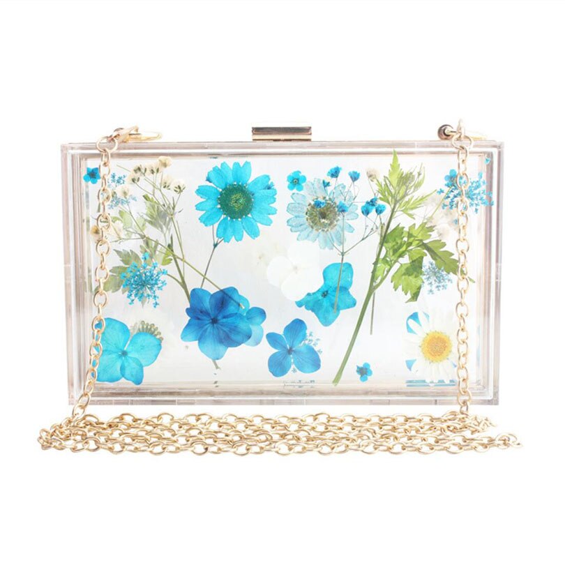 Bolso de mano de plástico con flores transparentes para mujer, bolsa de hombro transparente, de noche, con perlas: F Style 02