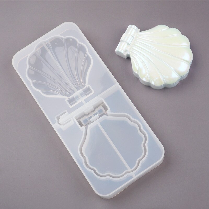 Moules coquille, chat, rose, diamant de résine époxy UV pour miroir DIY, de maquillage pliant, moulage en silicone, à faire soi-même, cristal: shell mold