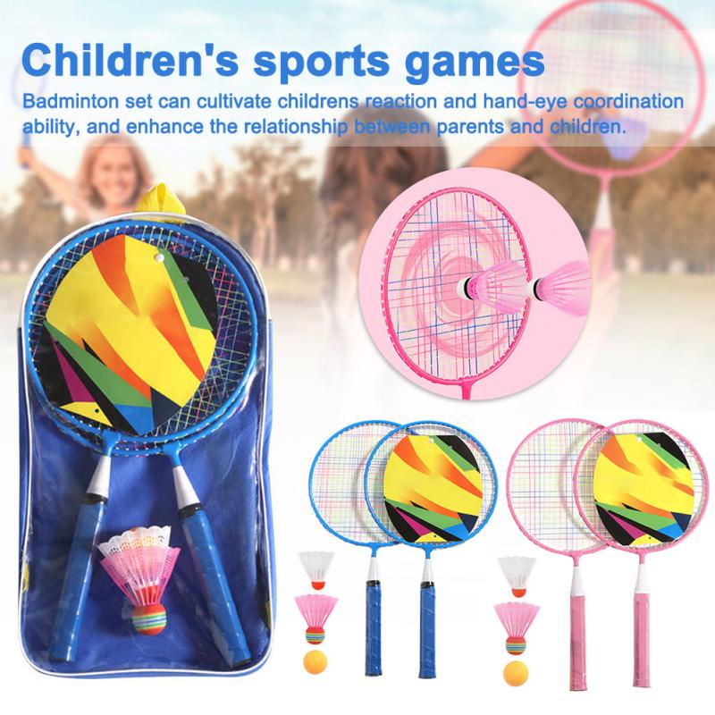 Dagis barn badminton set med racketar bollar sport spel barn skola pe klass utrustning barn badminton racket set