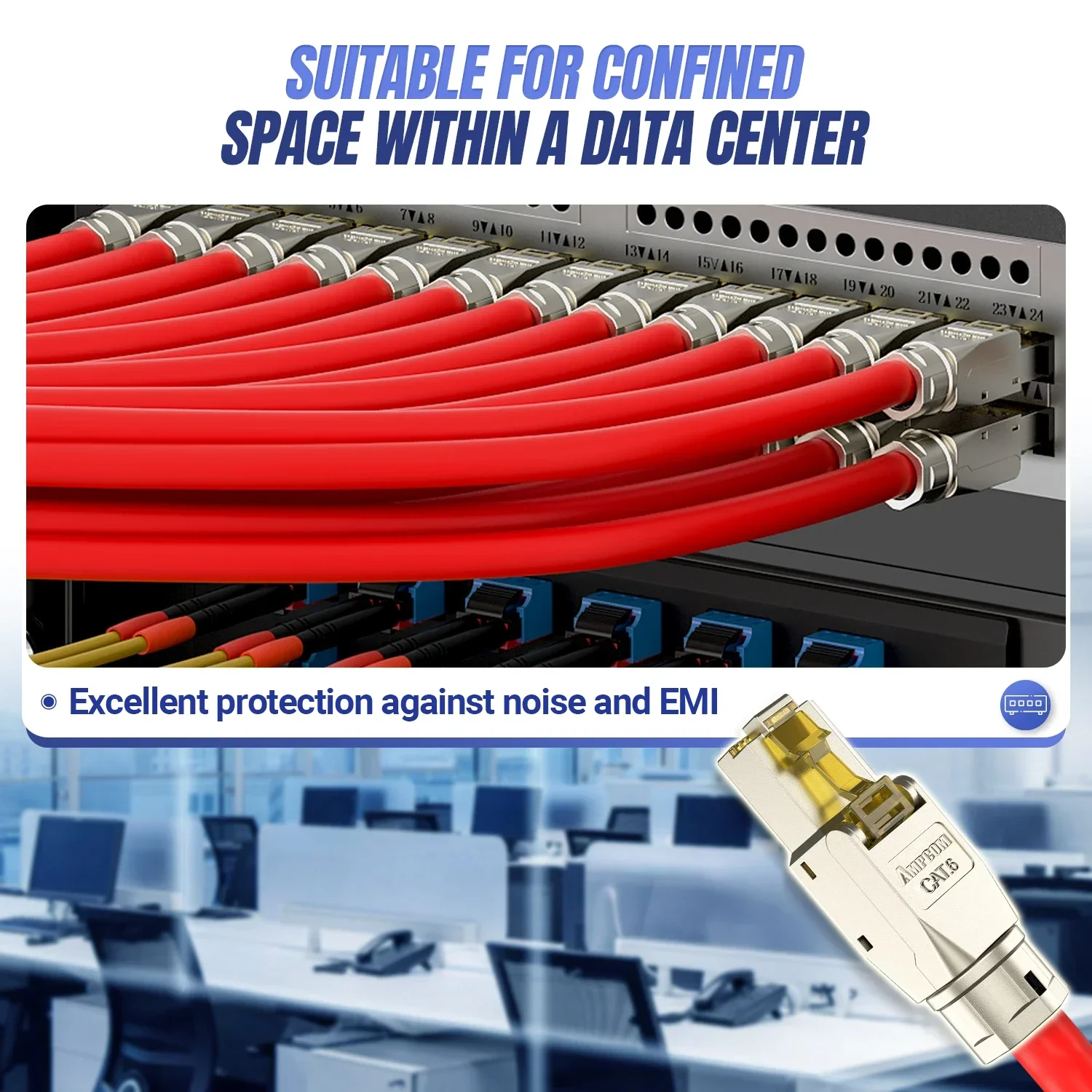 Conector AMPCOM RJ45 sin herramientas, enchufes de terminación reutilizables sin herramientas CAT8/7A/7/6A/6 enchufe Modular de campo Ethernet blindado