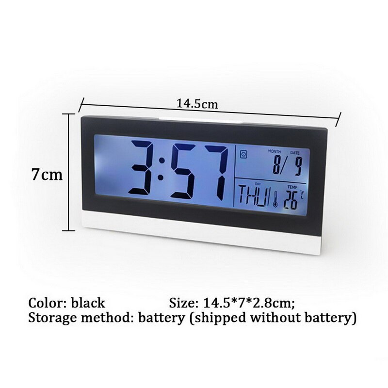 1pc Desk Digital Alarm Clock Time Temperature Date Humidity Display Night Light Perpetual Calendar Backlight Display: 2
