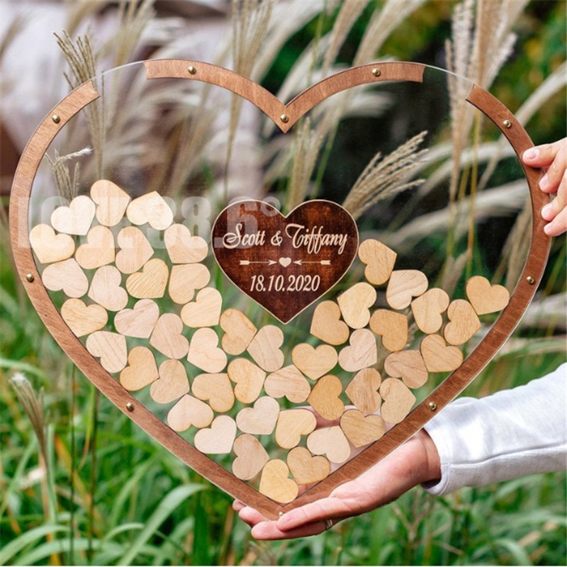 6 tamaños 50 unids/pack álbum de recortes artesanal de amor de madera adornos de dispersión para mesa de boda decoración rústica de madera nupcial ducha decoración de la boda-S