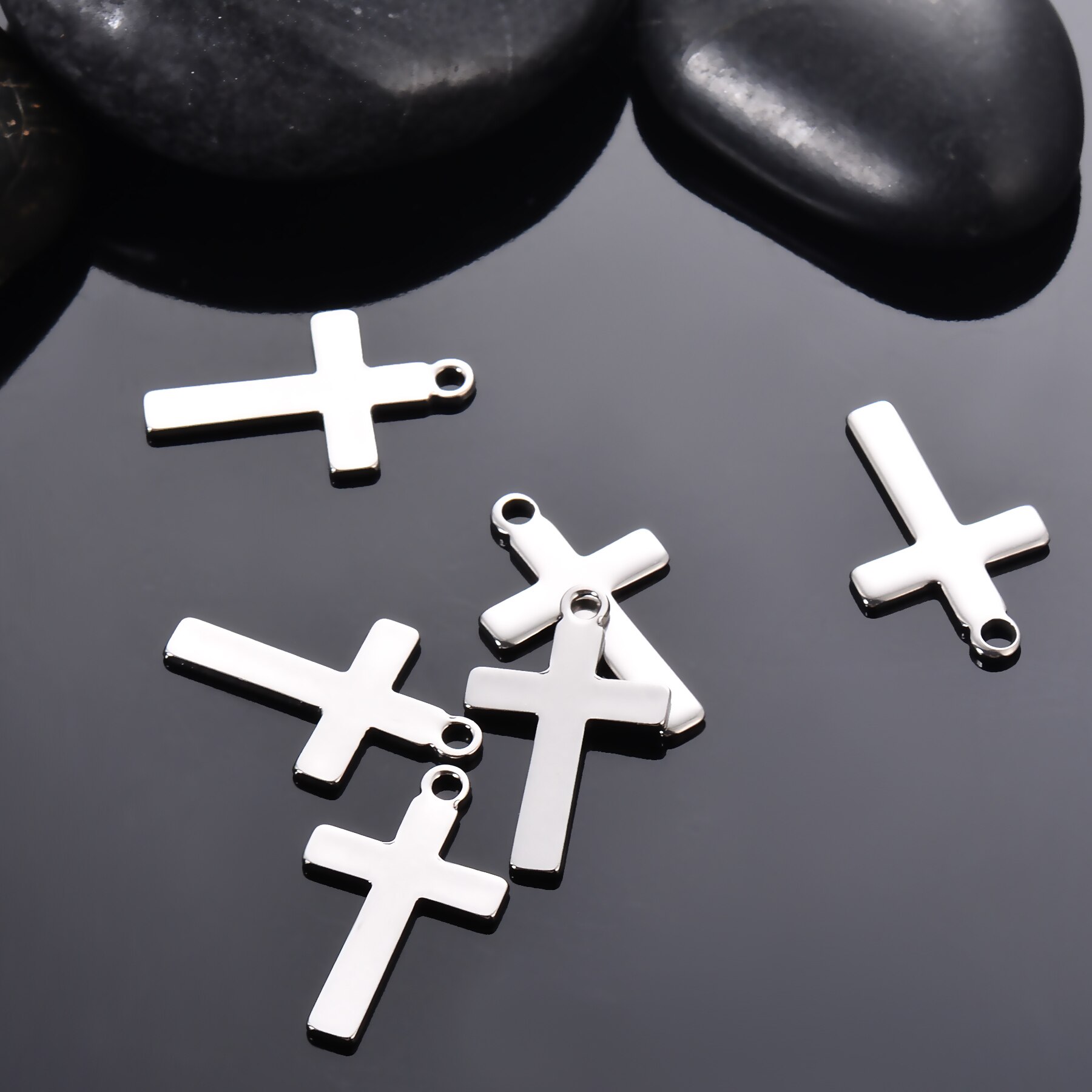 50pcs/lot Stainless Steel Cross Bracelet Connectors Bracelet Charms Pendant DIY necklace Jewelry Making Accessories