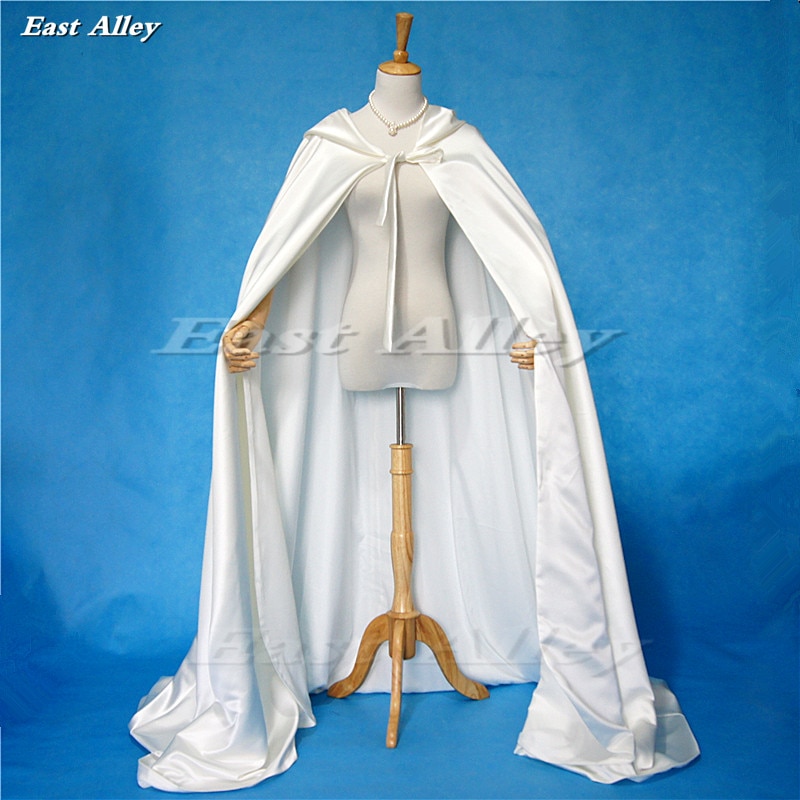 Capa de marfil con capucha de satén, capa de boda, disfraz renacentista, ropa Medieval de hada para adultos: Ivory