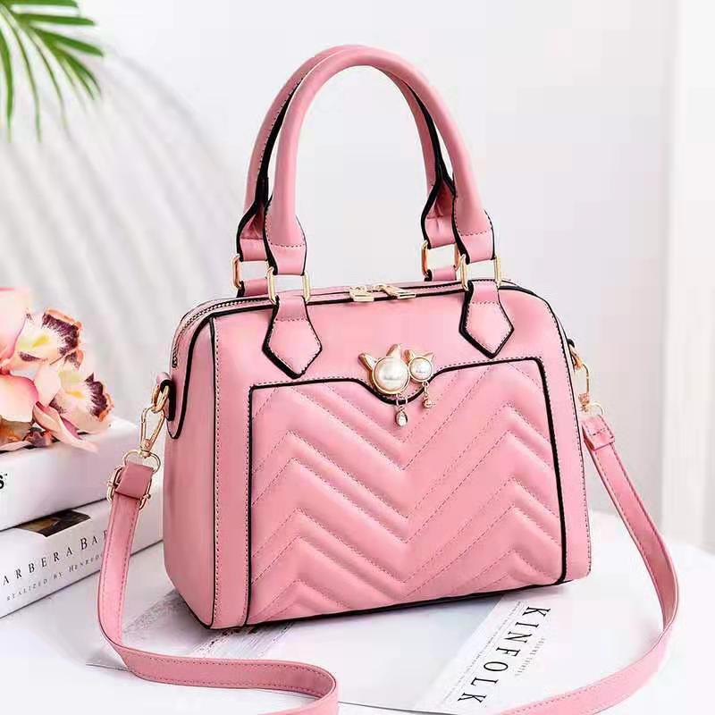 neue damen schulter tasche PU frauen tasche weiche leder solid farbe zipper handtasche high-end- messenger tasche: Pink