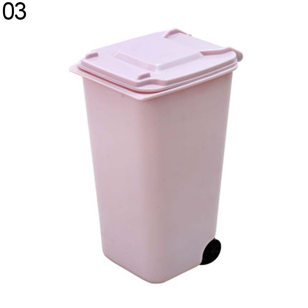 Mini Wheelie Trash Can Storage Bin Desktop Organizer Pen Pencil Cup Pen Holders