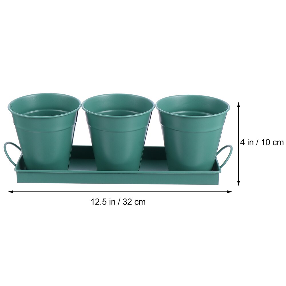 3pcs Garden Planters Flower Pot with 1pc Tray Herbs Succulents Utensil Holder