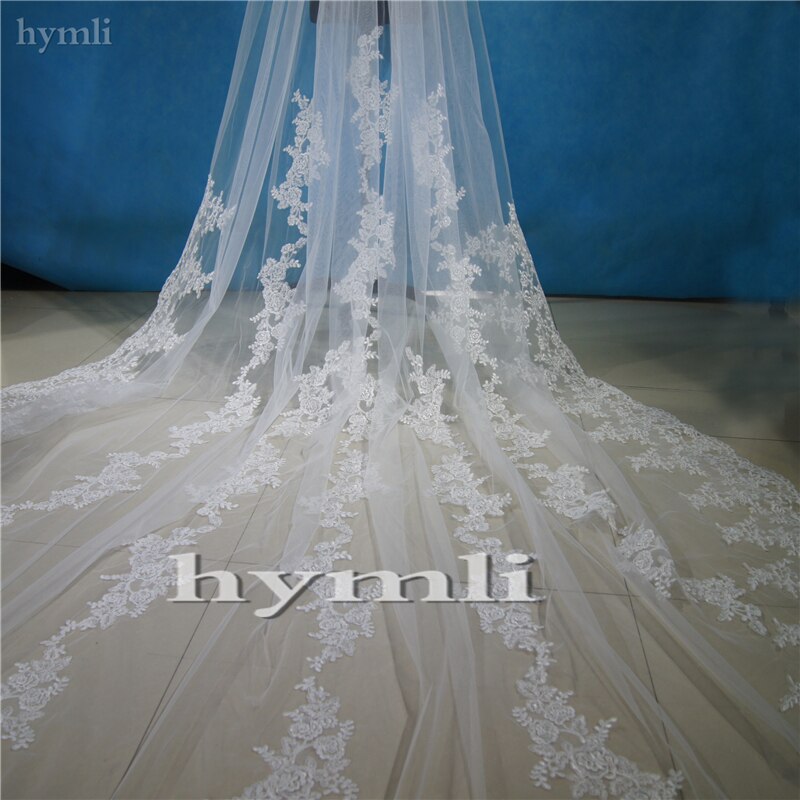 Velo de novia largo blanco, velo de novia de encaje de marfil con peineta, accesorios de boda