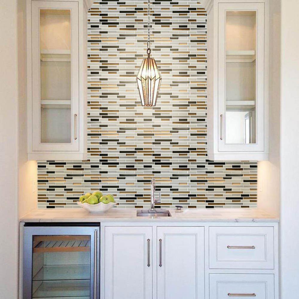 3D Tegel Baksteen Streep Behang Sticker Badkamer Zelfklevende Waterdichte Aanrecht Verwijderbare Behang Backsplash