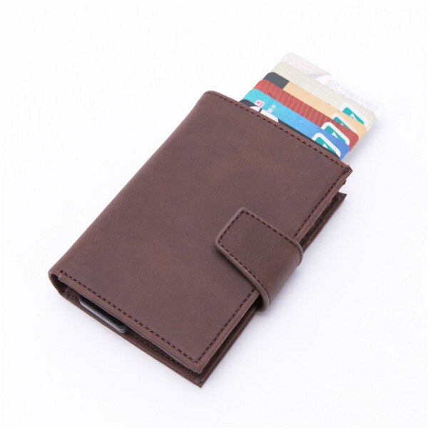 ZOVYVOL RFID Blocking Card Holder - Slim Metal & PU Wallet - Business Card Case for Men & Women: Coffee x-45