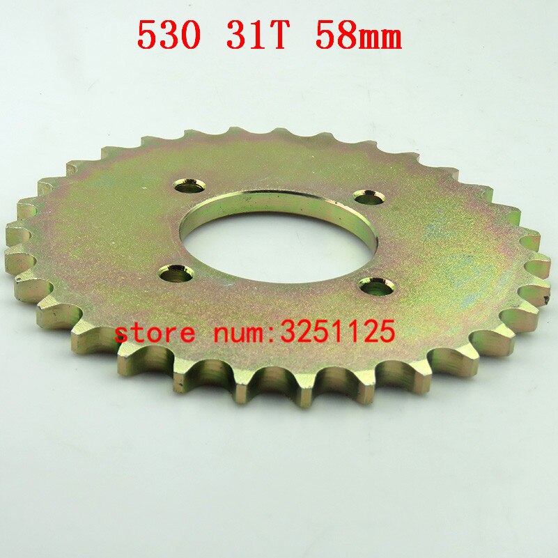 Drivutstyr 530 31t tann 58mm kjedehjul bak til atv karting av-vei modifikasjonstilbehør