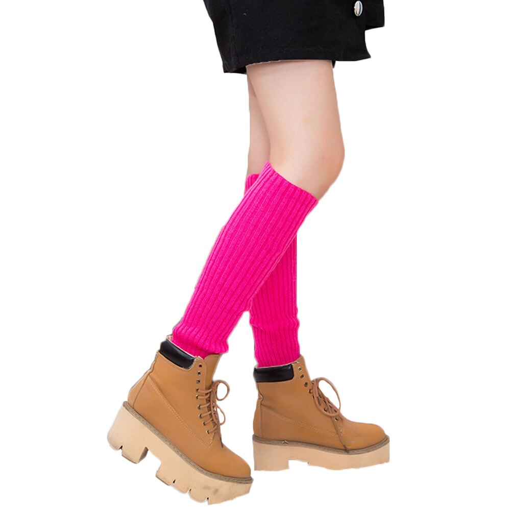 Women Winter Warm Leg Warmers Knitted Scoks Crochet Long Boots Socks: rose