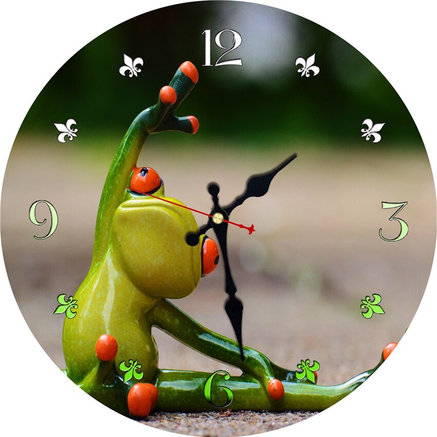 MEISTAR Frogs With Glasses Wooden Clocks Silent Living Study Garden Bath Room Home Decor Watches Large Art Wall Clocks