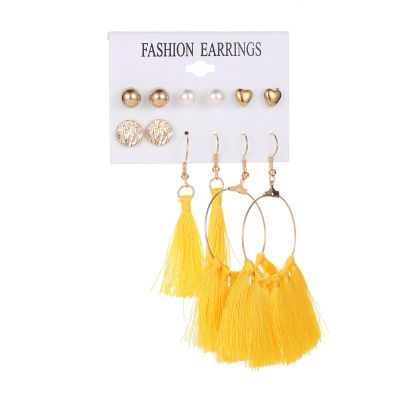 Tassel Earrings Bohemian 6 Pair Stud EarringsFor Women girl Accessories jewelry