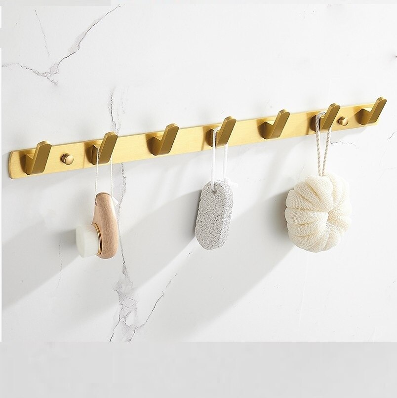 Geborsteld goud massief aluminium rij haak badjashaak zware wandgemonteerde handdoekhaak keukenmuur deur badkamerhaak