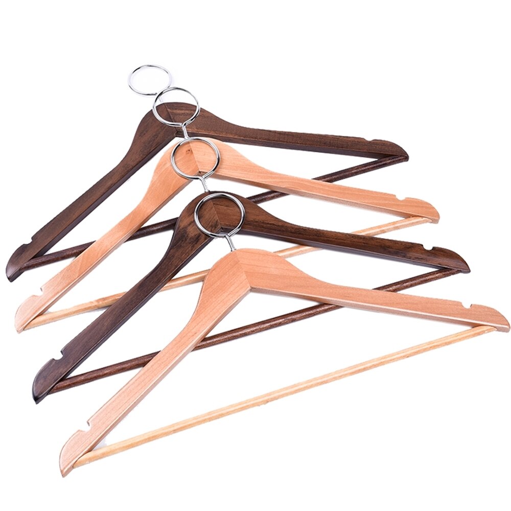 Hotel Anti-theft High-grade Solid Wood Coat Hanger Male And Female Children&#39;s Wear Non-slip Wooden Clothes Hanger Hanging