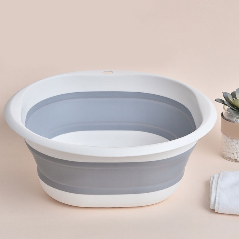 Plastic Folding Basins Portable Wash Basins Folding Laundry Tub Bathroom Kitchen Accessories Travel Folding Wash Basin PLDI889: Gray S
