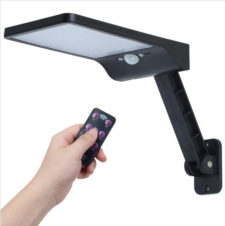 LED Solar Light Outdoor Solar Spotlight Remote Control Solar Lamps Motion Sensing Wall Lamp Outdoor Lighting For Garden Decor: 1pcs black