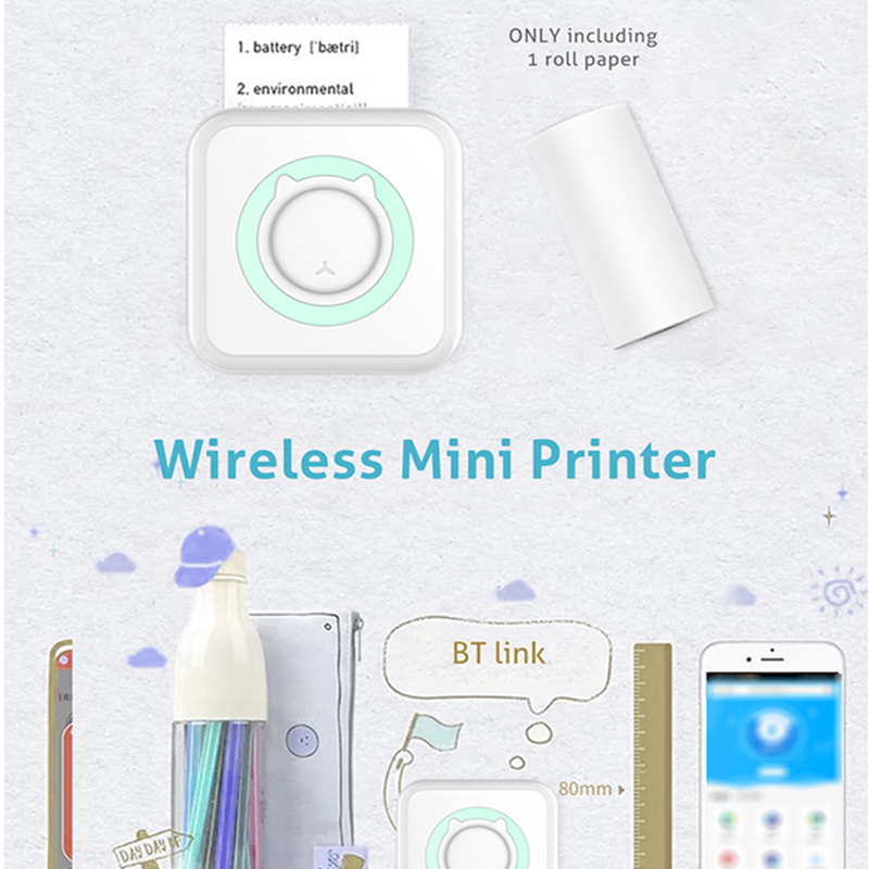 Mini Printer Portable Thermal Printing Machine Bluetooth Mini Photo Picture Label Printer for Android iOS DIY Home Use Printer