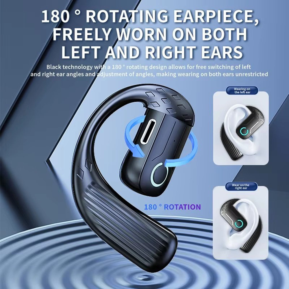Open Wireless Bluetooth Earphones 180 Rotatable Adjustable Left and Right Ear Earphones Touch control for Driving Sport
