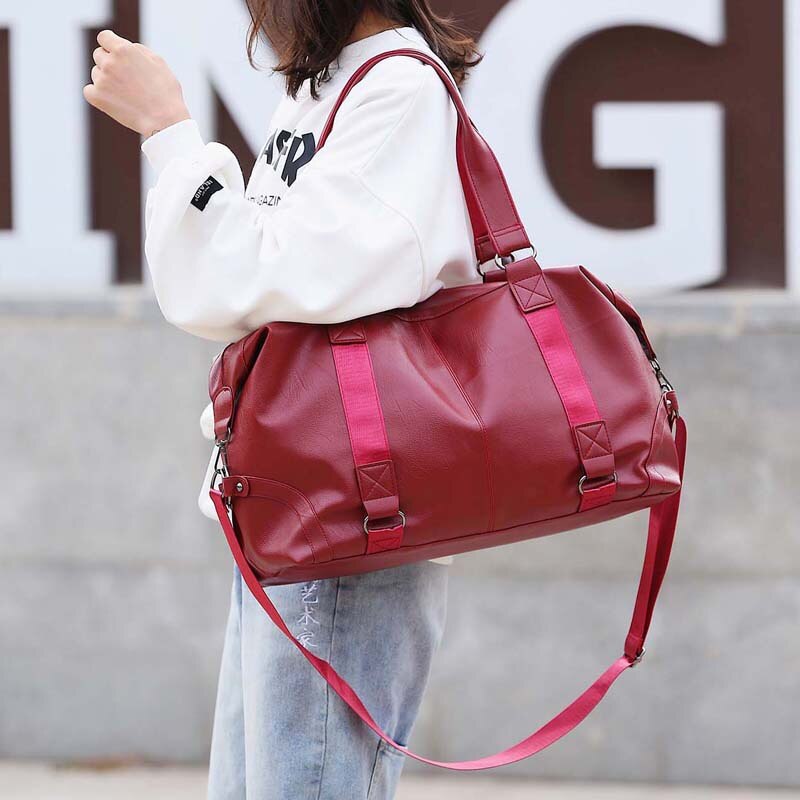Bolsas deportivas de cuero suave para gimnasio para hombre y mujer, bolsa de hombro de para almacenamiento de Fitness, para viaje, bolsa de equipaje, bolsa de Yoga X56B