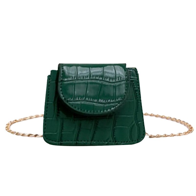 Mini kleine vierkante kleptas merk pu leren dames handtas krokodillenpatroon ketting schouder messenger bags: Groente