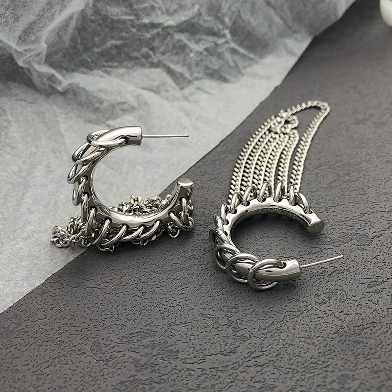 Boucles d'oreilles en métal en forme de C, Style européen et américain, personnalisées, à la , pour dames et filles, accessoires de voyage et de mariage: Plaqué Rhodium
