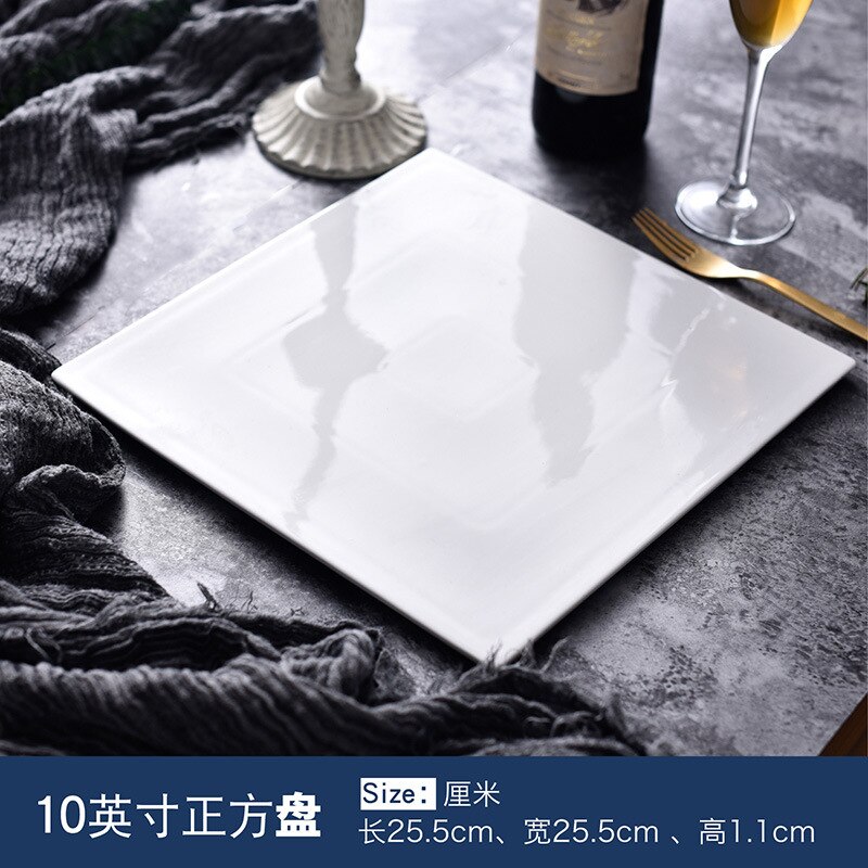 European white plate ceramic plate flat bottom round steak plate Western restaurant tableware cake pizza customization: Grey