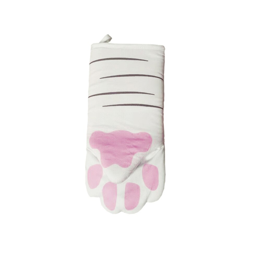 3D Cartoon Cat Paws Oven Mitts Long Cotton Baking Insulation Gloves Microwave Heat Resistant Non-slip Kitchen Gloves: A