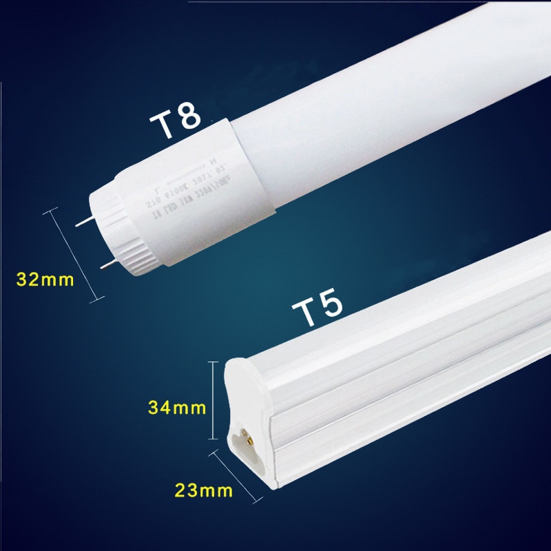 Tubo LED T5 T8 luz integrada 30cm 60cm LED tubo fluorescente lámpara de pared color bombilla Lampara 220V