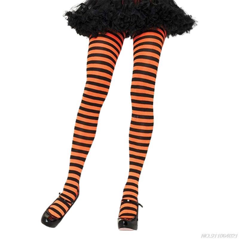 Women Girls Rainbow Multicolor Striped Tights Opaque Stockings Full Length Slim Pantyhose for Christmas Halloween Cosplay au20