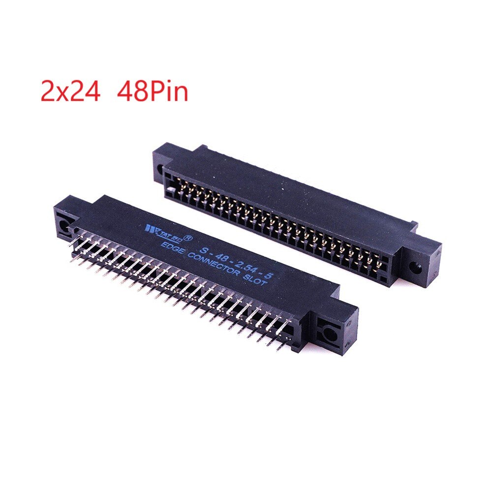 Connecteur de carte de bord, pas de fente de 2.54mm oreilles, montage de prise de doigt doré, 5 pièces, 24 42 44 48 50 56 60 86 88100 128 broches PCB: 2X24 48 Pin