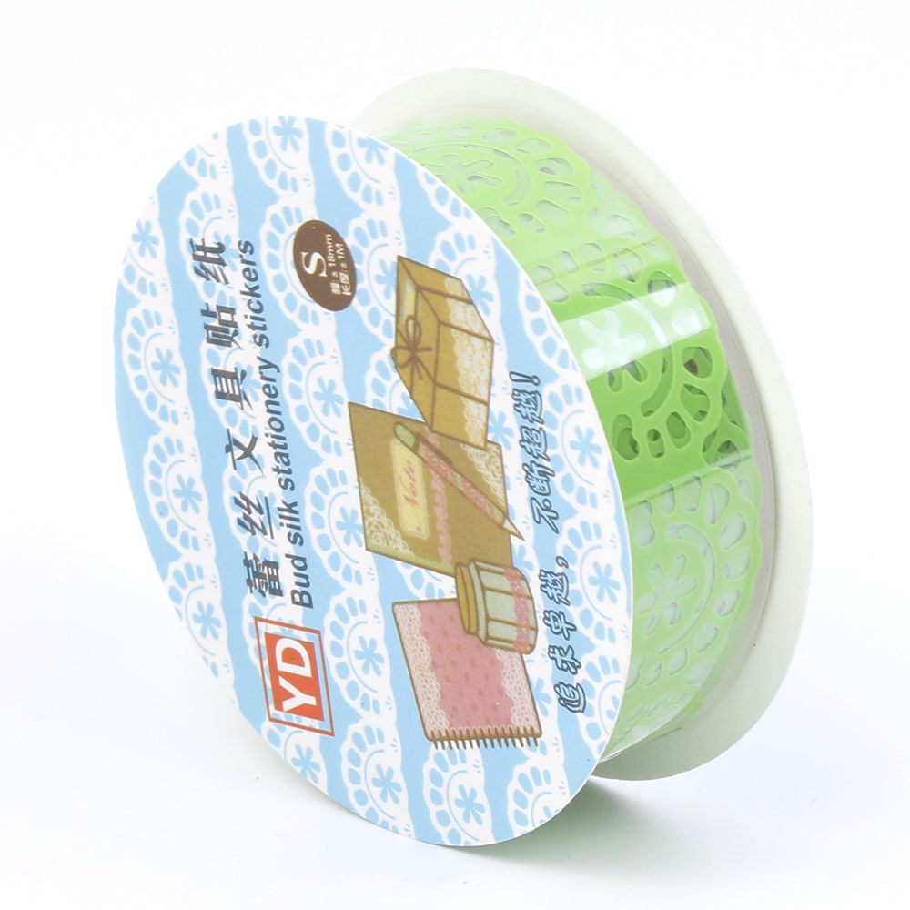 1pcs 18mm DIY Candy Color Washi Lace Tape Sticker Roll Decorative Scrapbooking Paper Masking Tape Self Adhesive Ornament Tape: green