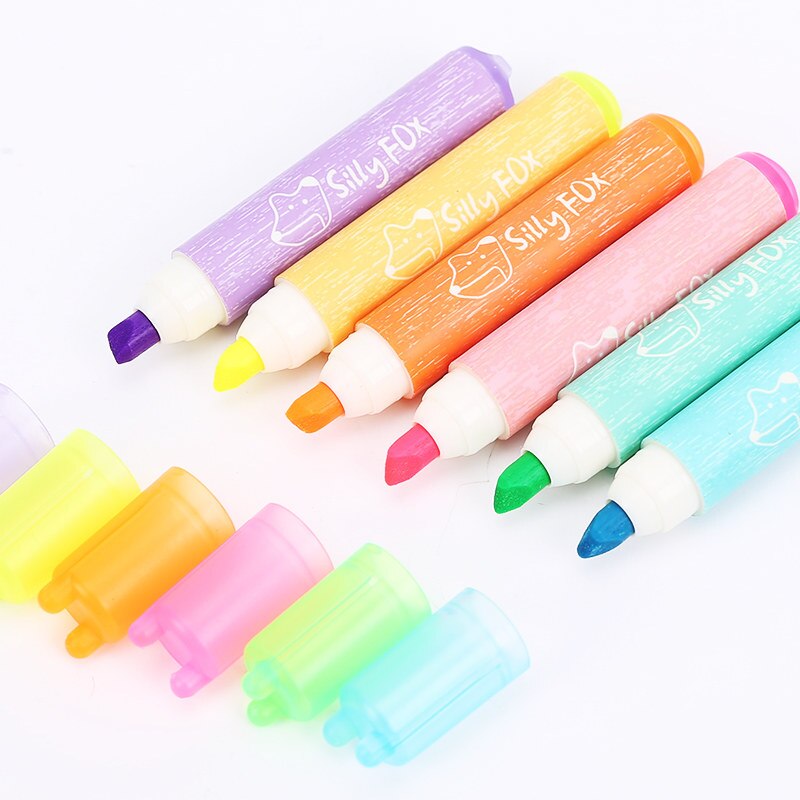 Søt 6 farge highlighter tusj fargerik fluorescerende penn god og holdbarhet skole og kontor nøkkel seksjon tusj