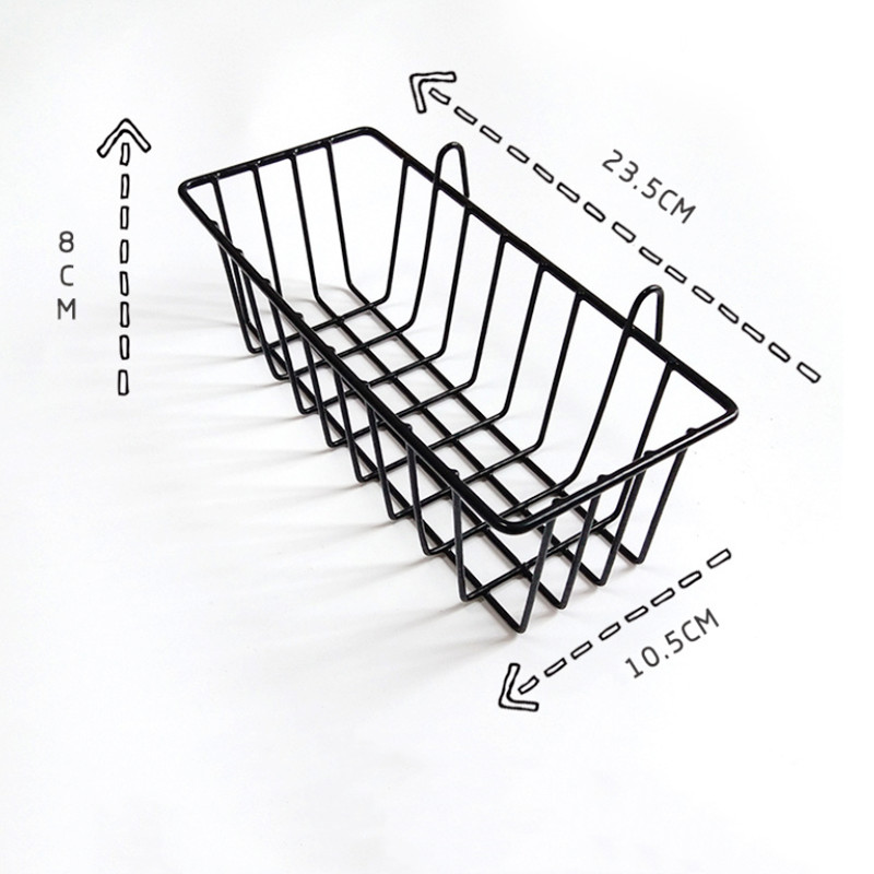 Support mural en fer nordique Ins décoration grille décor cadre Photo carte postale DIY Art mural affichage rangement étagère organisateur SW: Black basket