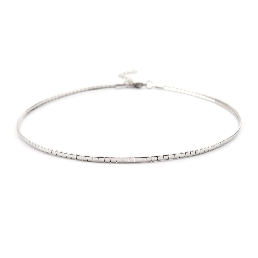 304 Rvs Choker Ketting Zilver Kleur Rechthoek Voor Vrouwen Mannen Party Club Punk Stijl Kraag Sieraden 35Cm Lange, 1 Pc