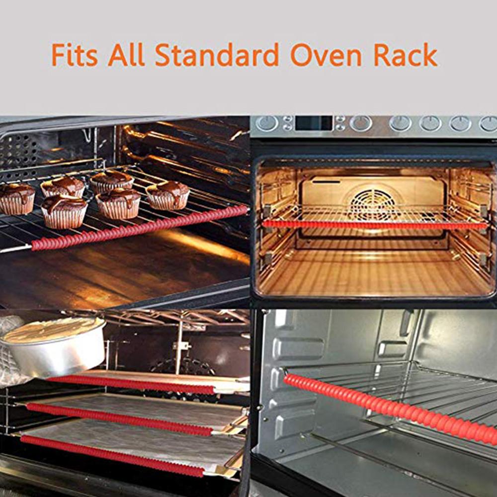ULKNN 2 stks/partij Rode Siliconen Oven Rack Guards Siliconen Oven Rack Edge Guards Hittebestendige Oven Plank Edge Guards 355 mm