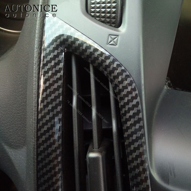 Para Ford Focus MK3 color de fibra de carbono Interior salpicadero Aire acondicionado Ventilación Trim 2 uds ABS