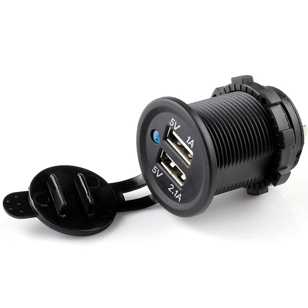 3.1 ampère universele autolader usb voertuig  dc12v waterdichte dubbele usb lader 2 poorts stopcontact voor auto boot marine motorfiets