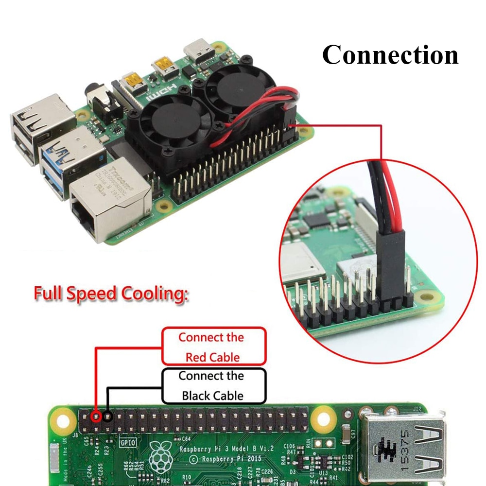 Raspberry Pi 4 Model B Dual Fan with Heat Sink Ultimate Double Cooling Fans Passive Cooler for Raspberry Pi 4B for RPI 3B+