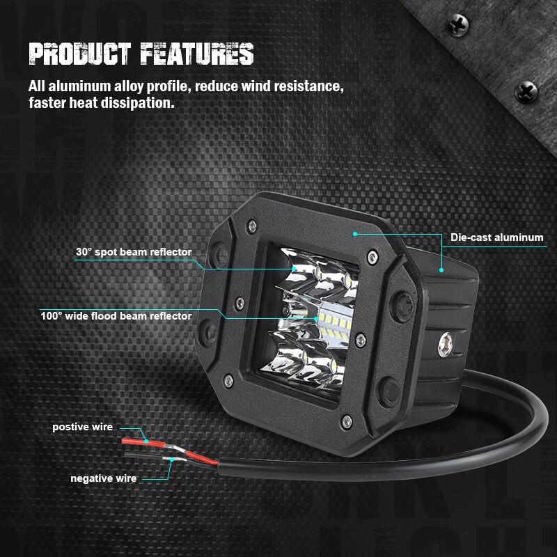 4 inch Flush Mount Led Work Light Combo Bumper Lights for Jeep Wrangler F150 GMC RAV 4x4 Off-road Trucks SUV 4WD 4x4 UTE Raptor