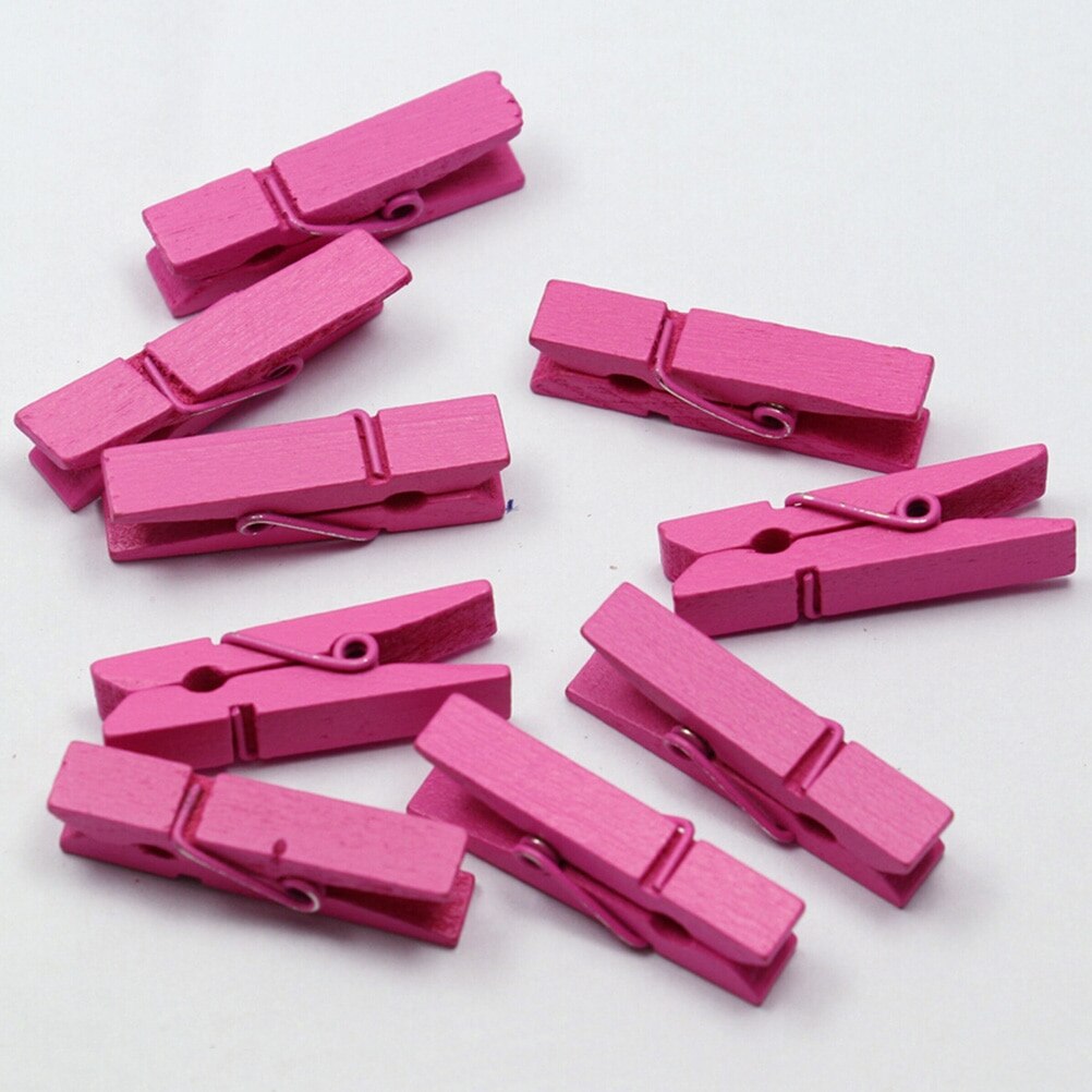 20Pcs Kleine Mine Size 35Mm Mini Natuurlijke Houten Clips Voor Foto Clips Wasknijper Craft Decoratie Clips Pinnen: rose